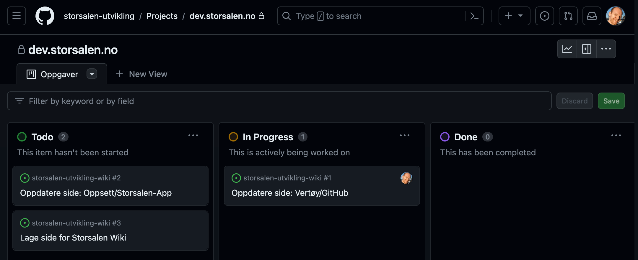 Wiki-prosjektet i GitHub